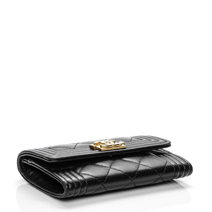 Chanel Lambskin Quilted Boy Card Holder Wallet Black 4 of 8