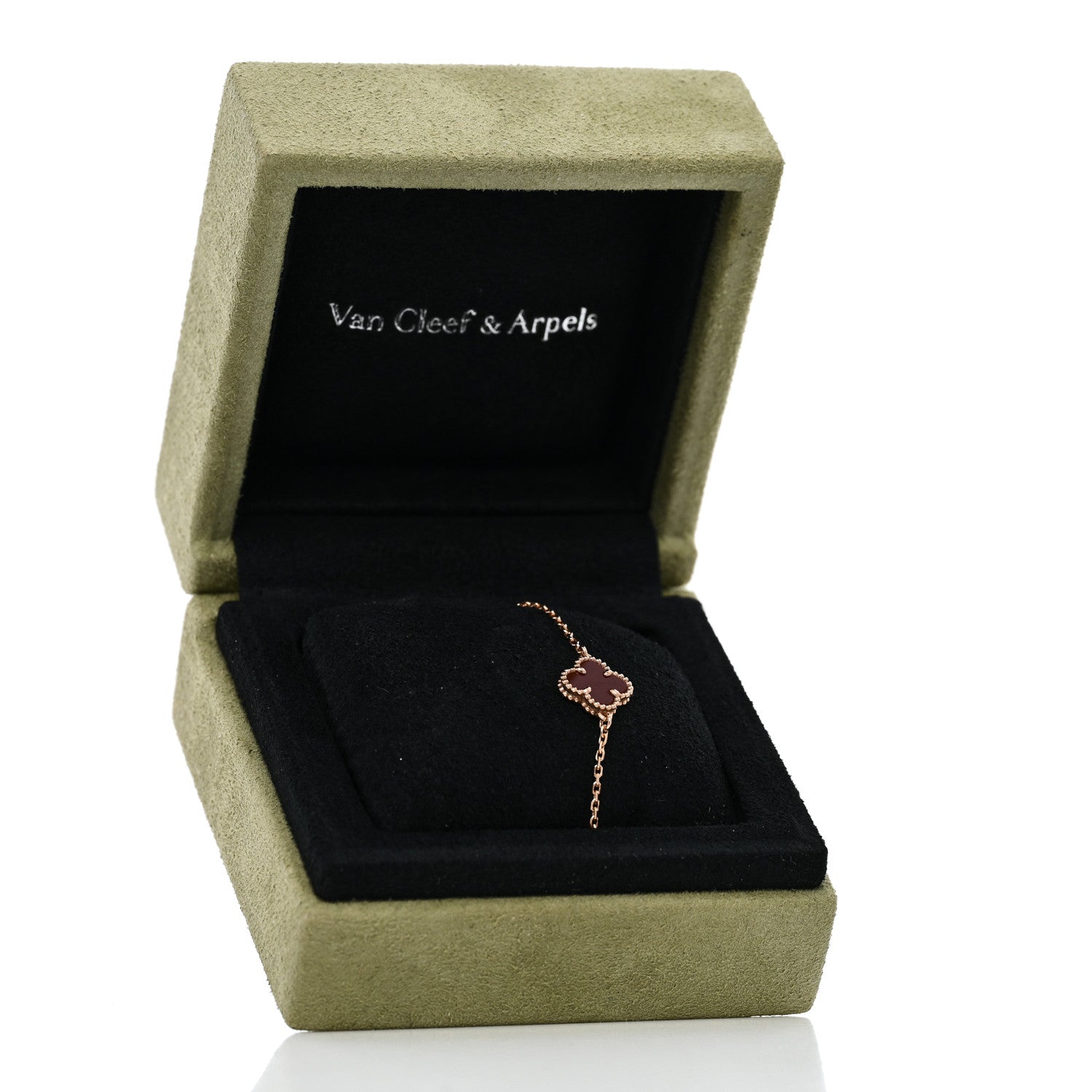 Van Cleef & Arpels 18K Rose Gold Carnelian Sweet Alhambra Bracelet 5 of 5