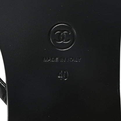 Chanel Goatskin CC Times Square Thong Sandals 40 Black 7 of 10