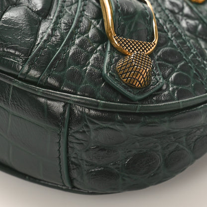 Balenciaga Extra Supple Calfskin Crocodile Embossed Mini Le Cagole Purse With Chain Forest Green 8 of 8