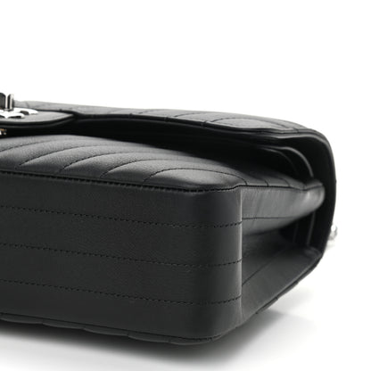 Chanel Calfskin Chevron Quilted Medium Double Flap Black 10 of 11