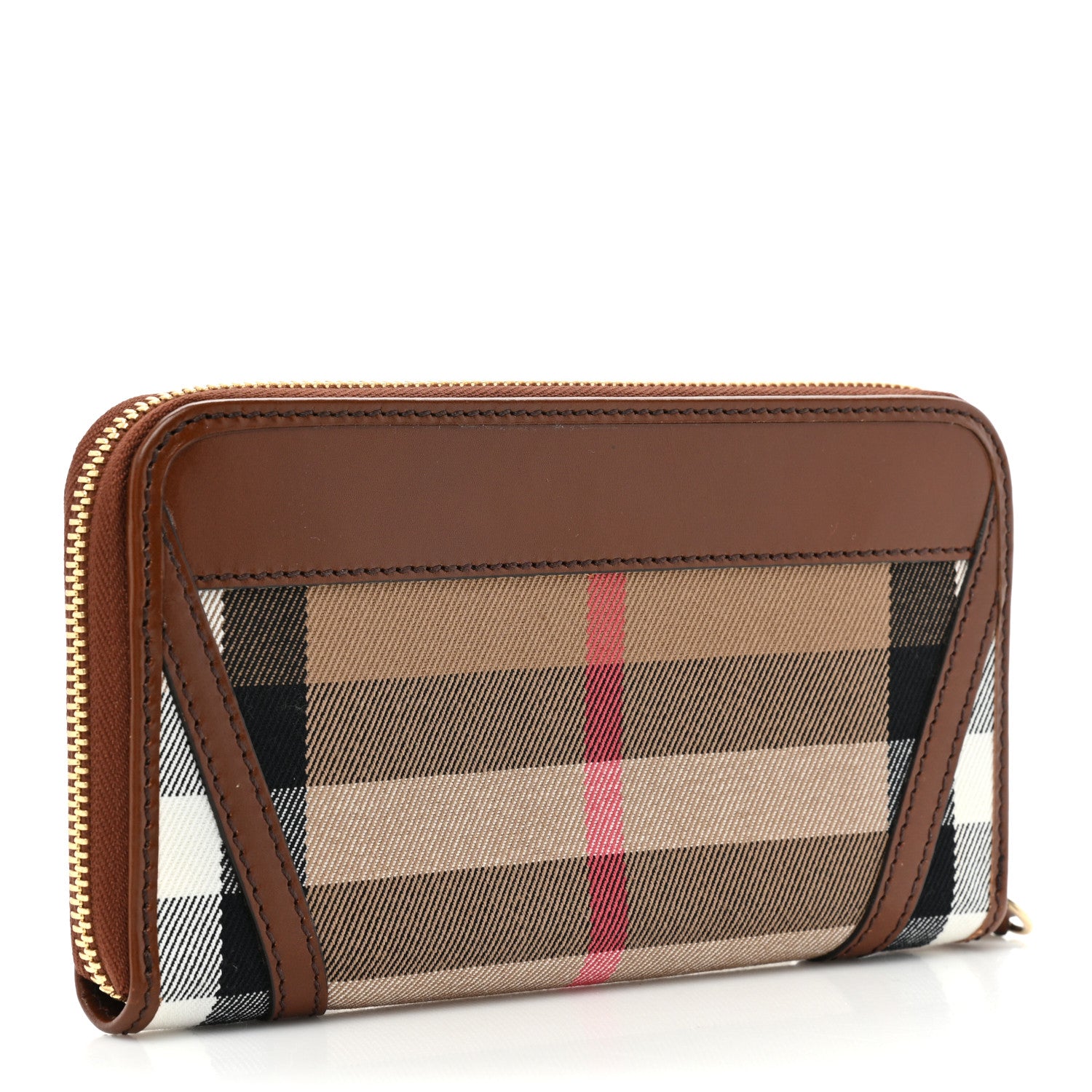 Burberry House Check Bridle Calfskin Ziggy Zip Around Wallet Dark Tan 3 of 13