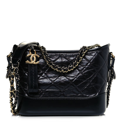 Chanel Aged Calfskin Quilted Small Gabrielle Hobo Black 1 of 11