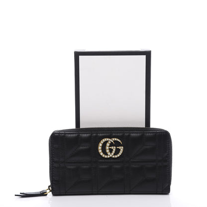 Gucci Calfskin Matelasse Pearly GG Marmont Zip Around Wallet Black 8 of 8