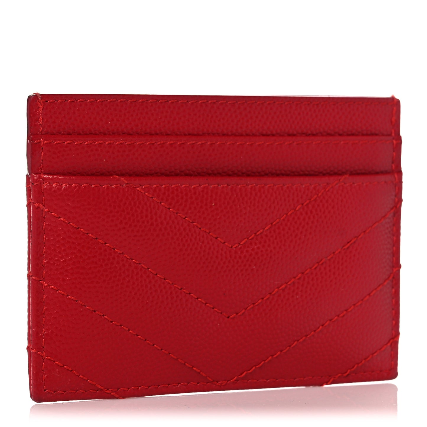 Grain De Poudre Matelasse Chevron Monogram Credit Card Case Red