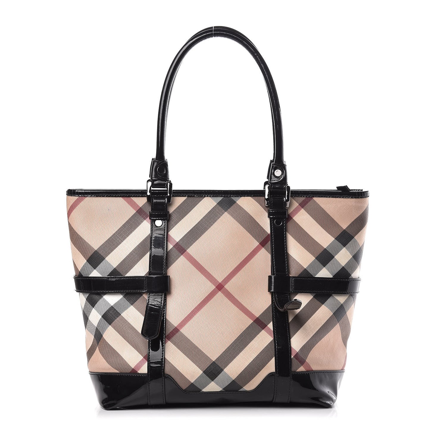 Patent Supernova Check Medium Denham Tote Black