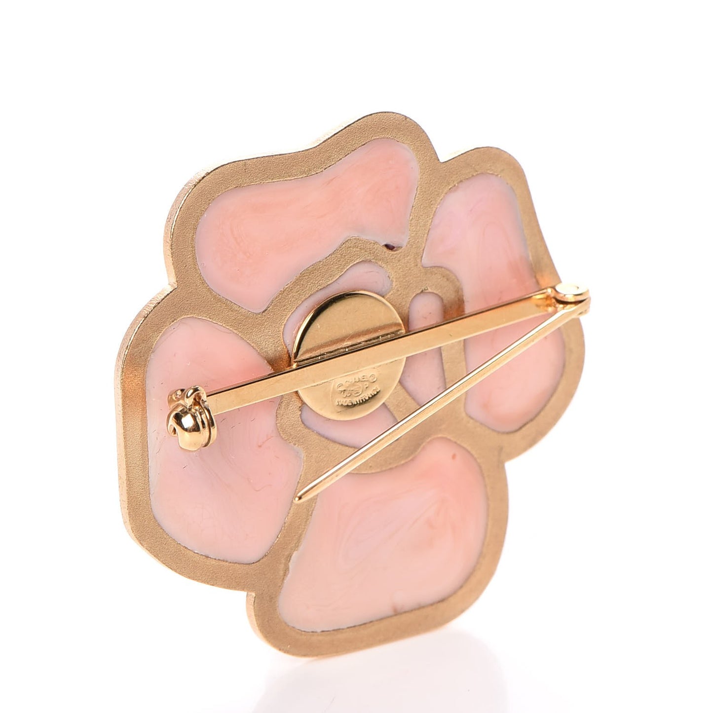 Enamel Camellia Brooch Pink