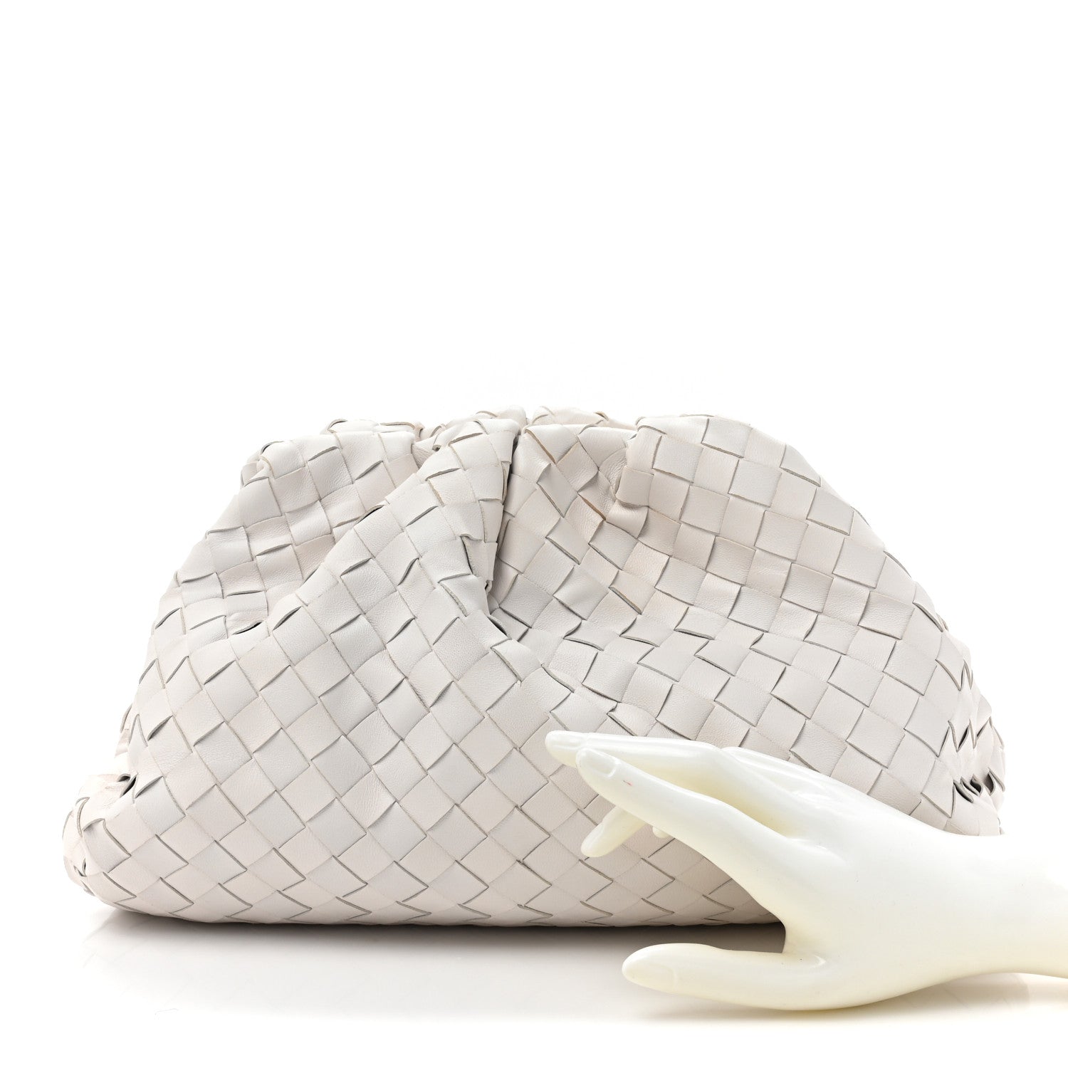 Bottega Veneta Nappa Maxi Intrecciato The Pouch Oversized Clutch Chalk 2 of 10