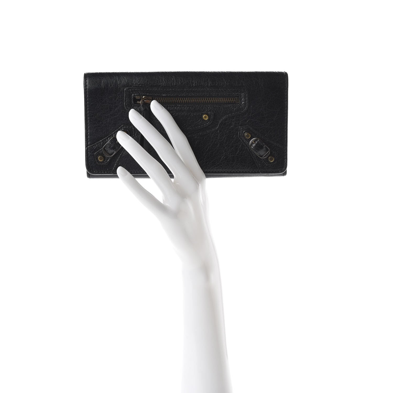 Balenciaga Agneau Classic Hardware Money Wallet Black 2 of 6