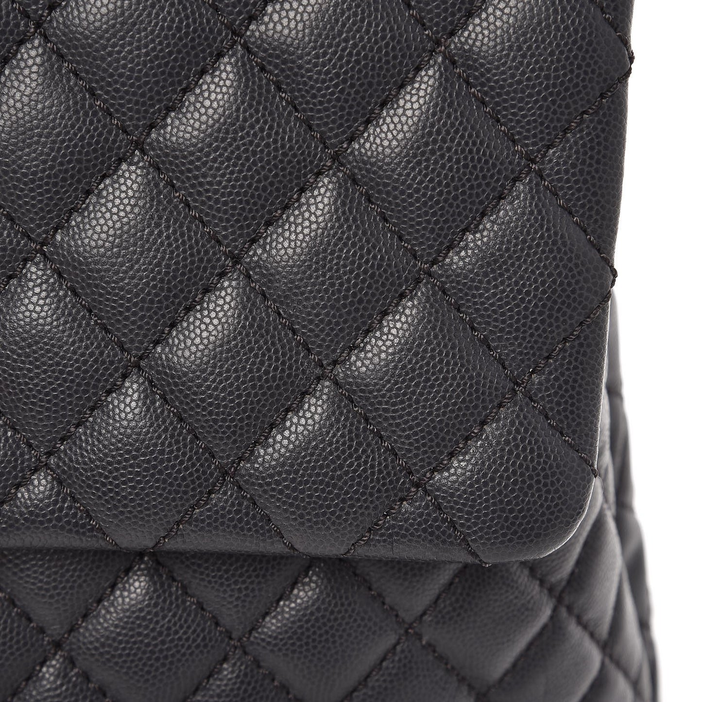 Caviar Quilted Large Coco Handle Flap Grey
