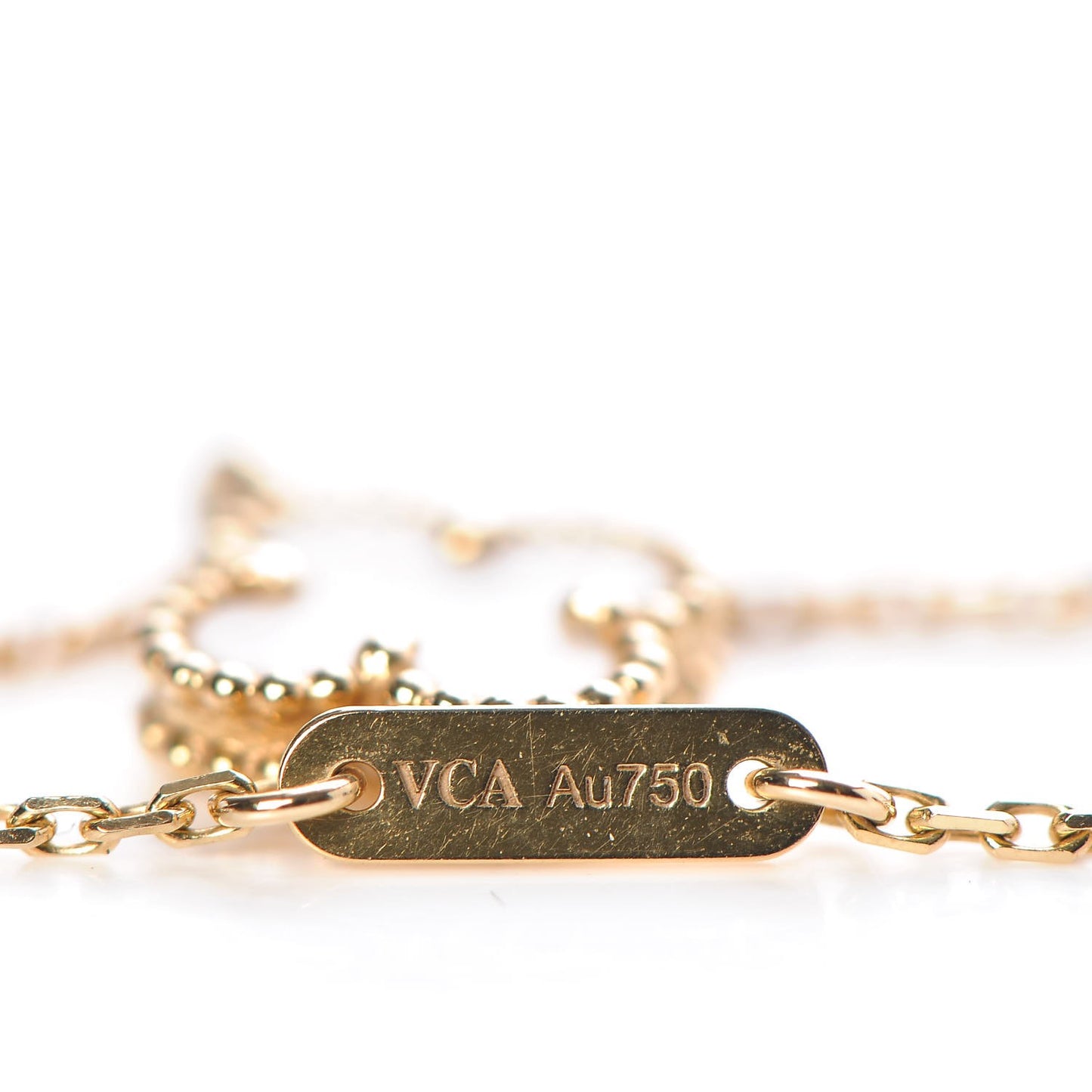 18K Yellow Gold Mother of Pearl Sweet Alhambra Pendant Necklace