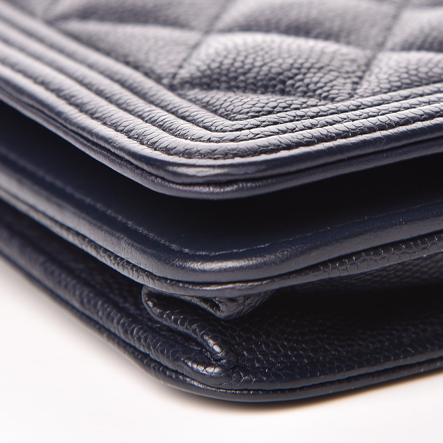 Caviar Quilted Boy Wallet On Chain WOC Navy