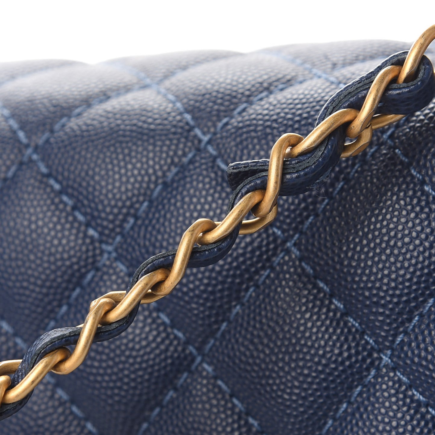 Caviar Quilted Small Coco Handle Flap Blue