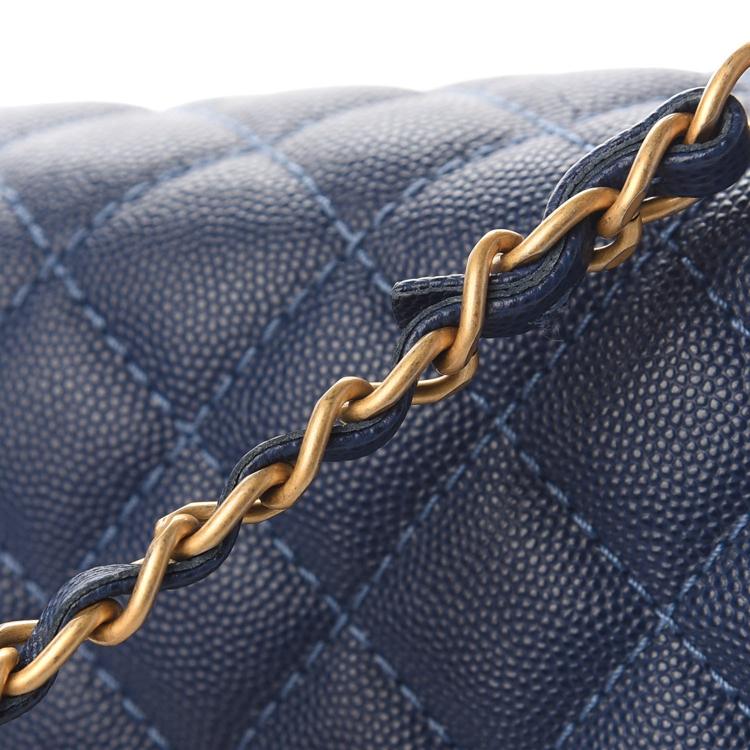 Chanel Caviar Quilted Small Coco Handle Flap Blue 13 of 14