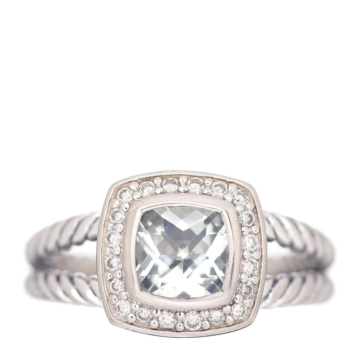 Sterling Silver Diamond Prasiolite 7mm Petite Albion Ring 57 8