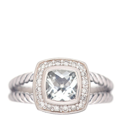 David Yurman Sterling Silver Diamond Prasiolite 7mm Petite Albion Ring 57 8 1 of 5