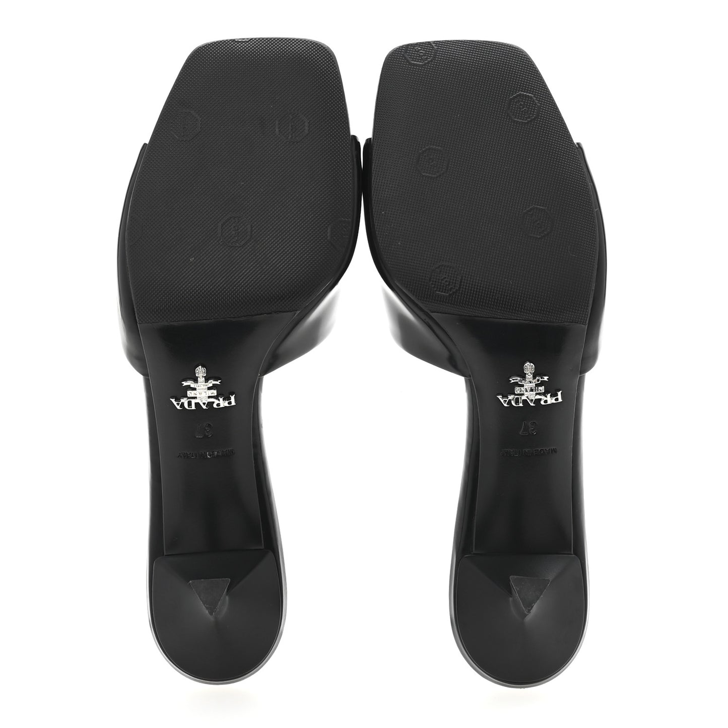 Spazzolato Nylon Flower Metal Triangle Logo Slide Sandals 37 Black