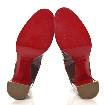 Christian Louboutin Calfskin Alligator Embossed CL Chelsea 70 Booty 41 Acajou 6 of 9