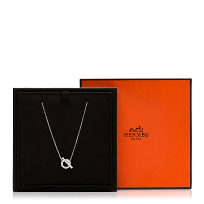 Hermes 18K White Gold Diamond Finesse Pendant Necklace 5 of 5