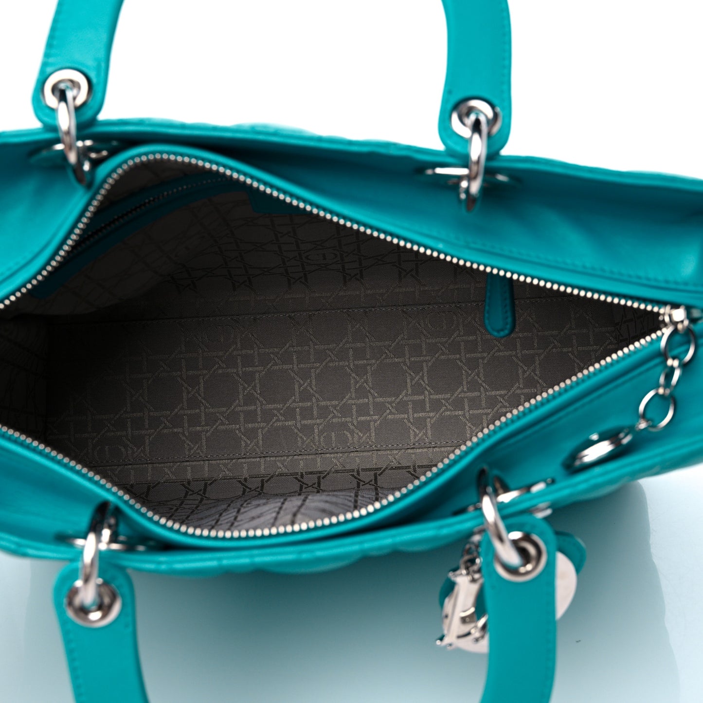 Lambskin Cannage Large Lady Dior Turquoise