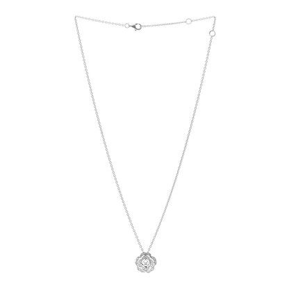 Chanel 18K White Gold Diamond Bouton de Camelia Pendant Necklace 3 of 7