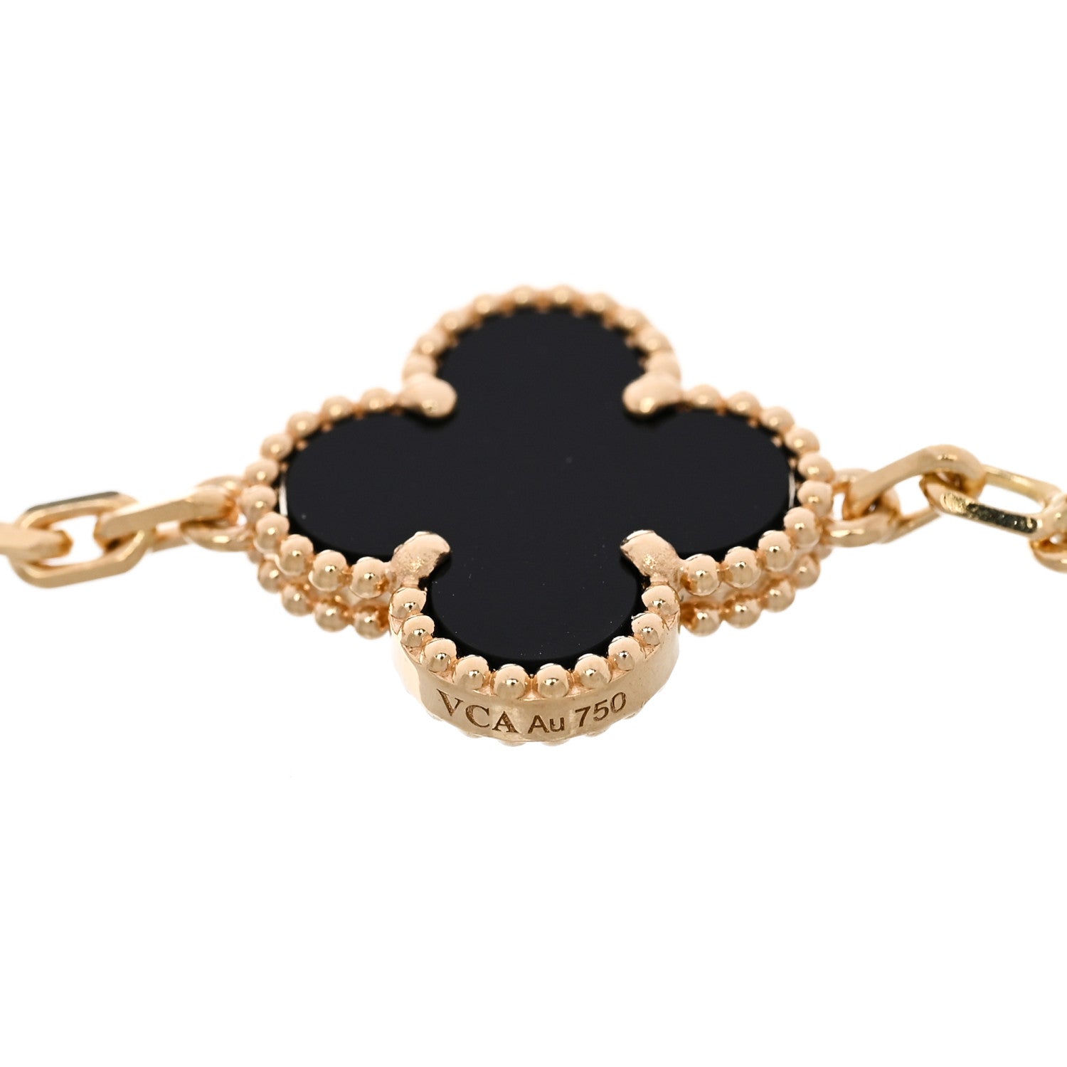 Van Cleef & Arpels 18K Yellow Gold Black Onyx 5 Motifs Vintage Alhambra Bracelet 4 of 5