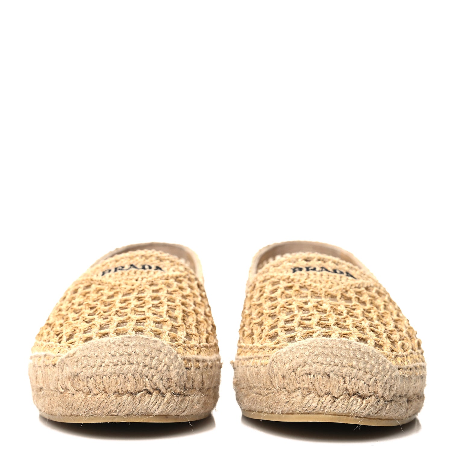 Prada Raffia Triangle Logo Crochet 20mm Espadrilles 38 Naturale 3 of 8
