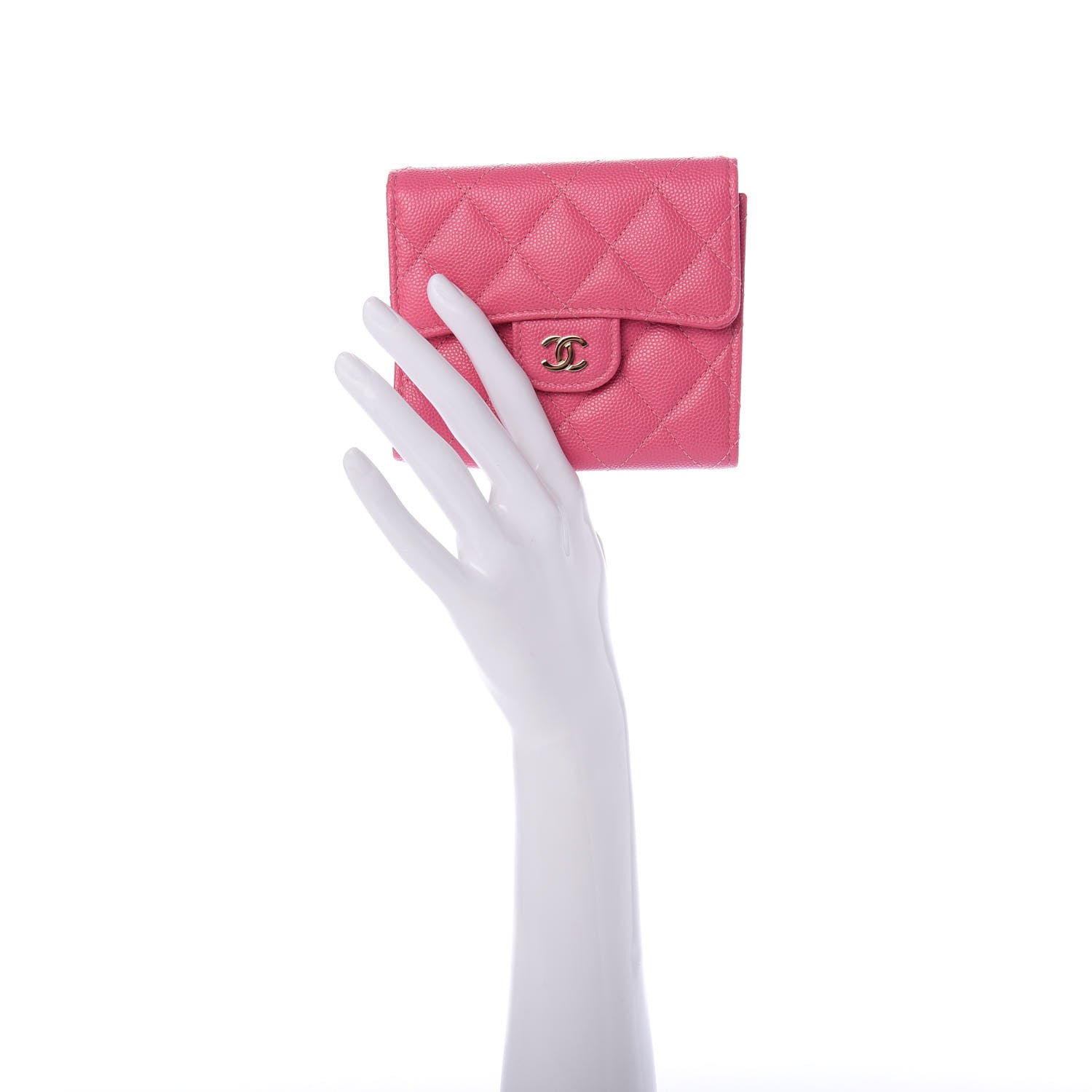Chanel Caviar Quilted Compact Flap Wallet Pink 2 of 7