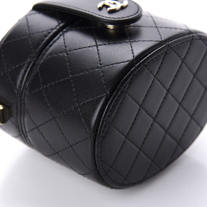 Chanel Lambskin Quilted Mini Round Vanity Case With Chain Black 6 of 12