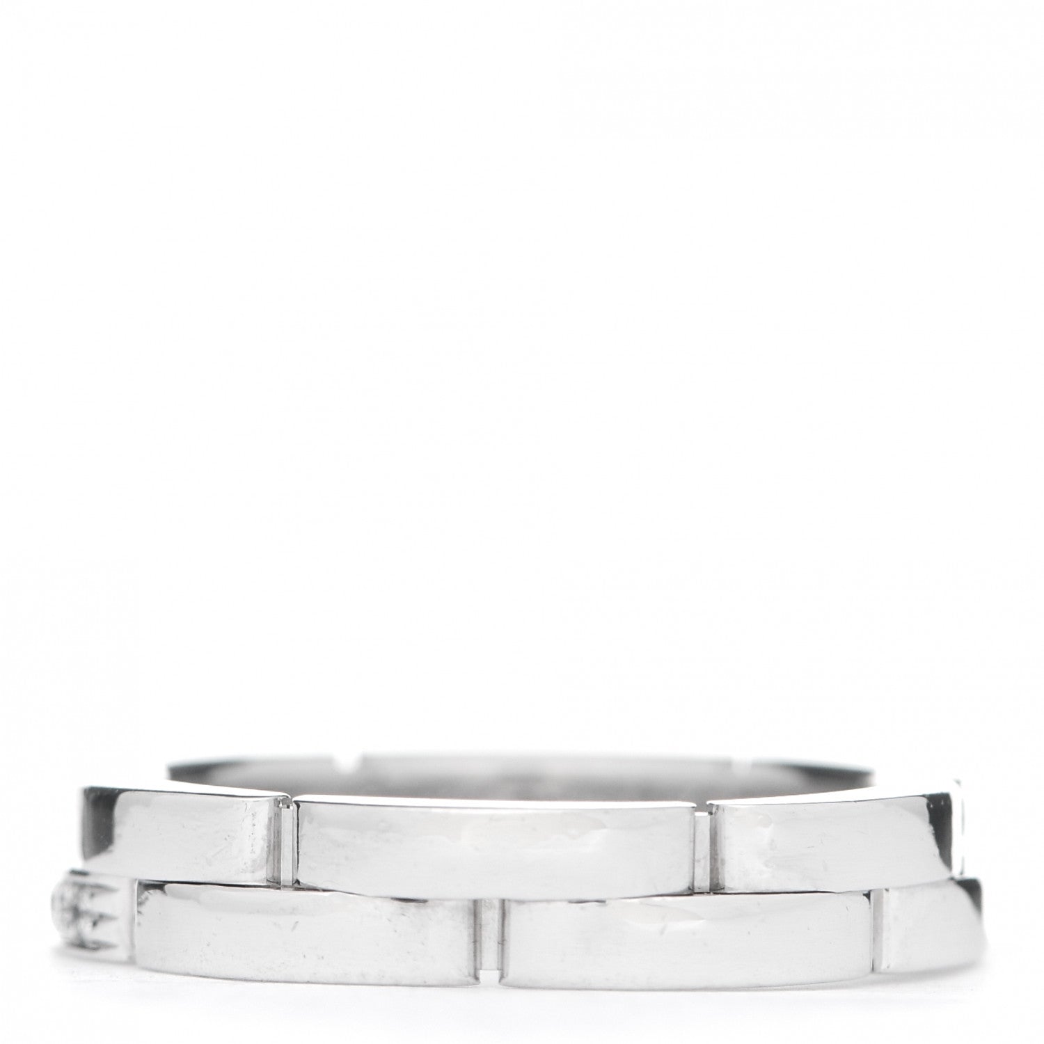Cartier 18K White Gold Diamond Maillon Panthere 2 Half Rows Paved Band Ring 54 7 3 of 5