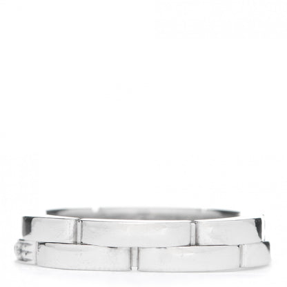 Cartier 18K White Gold Diamond Maillon Panthere 2 Half Rows Paved Band Ring 54 7 3 of 5