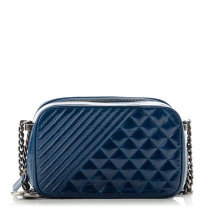 Chanel Glazed Calfskin Small Quilted Coco Boy Camera Bag Blue 1 of 7