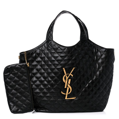 Saint Laurent Lambskin Quilted Maxi Icare Shopping Tote Black 1 of 10