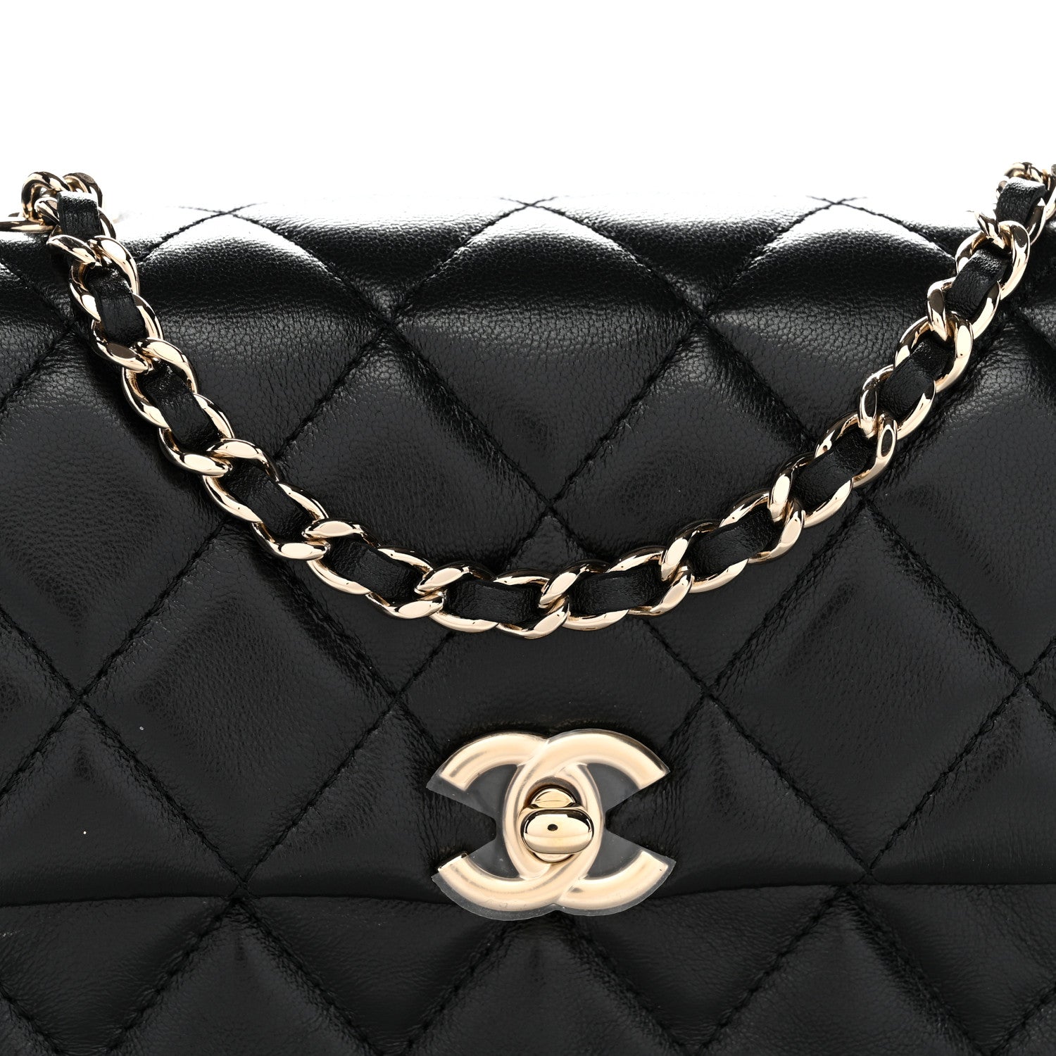 Chanel Lambskin Quilted Rectangular Phone Holder Clutch With Chain Black 8 of 11