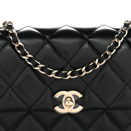 Chanel Lambskin Quilted Rectangular Phone Holder Clutch With Chain Black 8 of 11