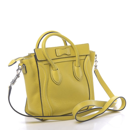 Celine Drummed Calfskin Nano Luggage Citron 3 of 20