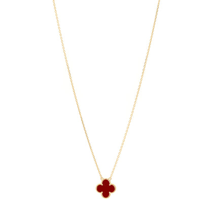 Van Cleef & Arpels 18K Yellow Gold Carnelian Vintage Alhambra Pendant Necklace 1 of 5