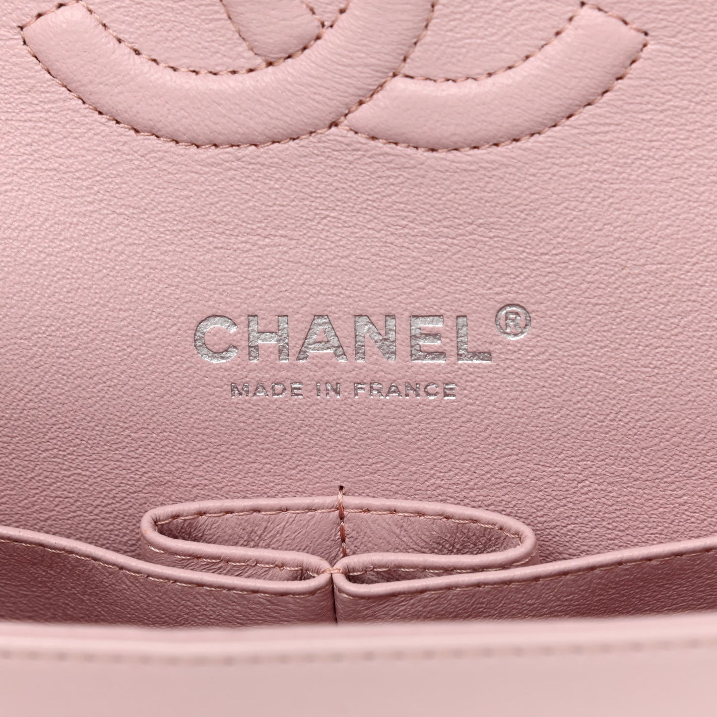 Lambskin Quilted Medium Double Flap Light Pink