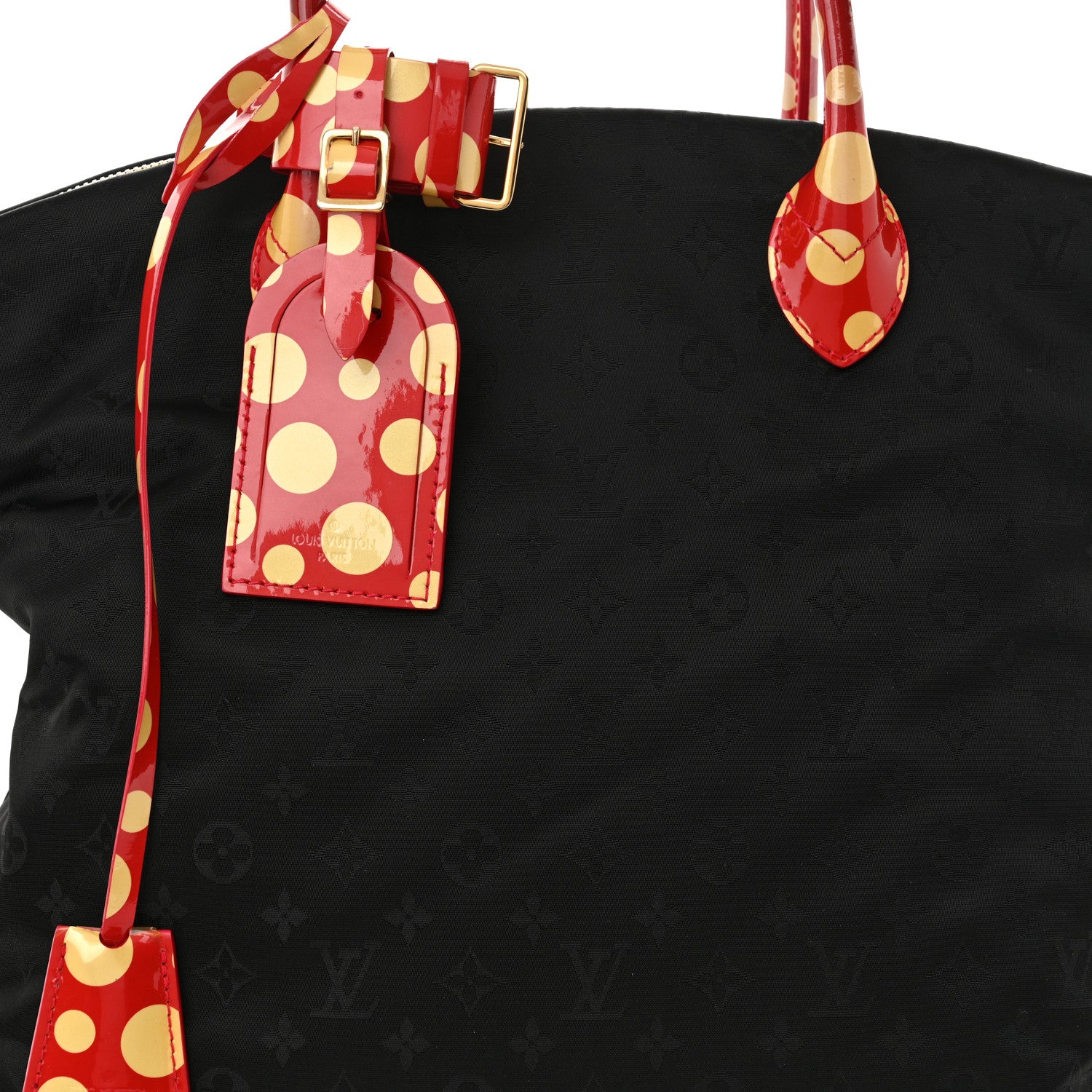 Louis Vuitton Nylon Monogram Kusama Infinity Dots Vertical Lockit Black Red 7 of 10