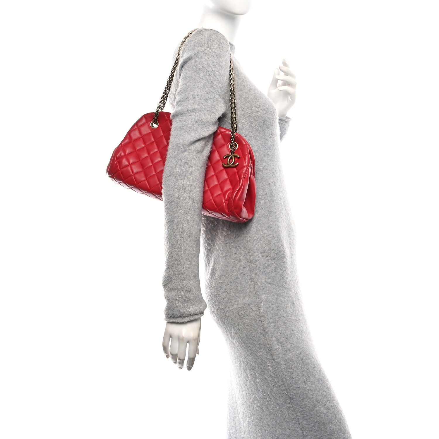 Chanel Lambskin Quilted Medium Just Mademoiselle Red 2 of 10