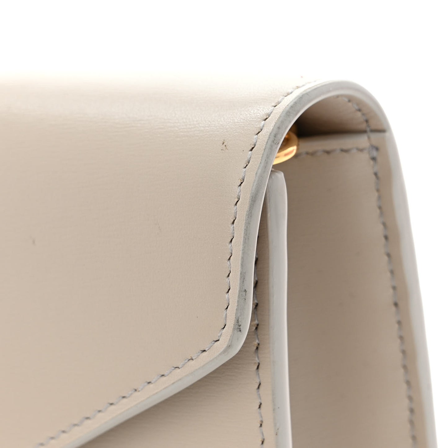 Shiny Calfskin Triomphe Margo Wallet on Chain Light Stone