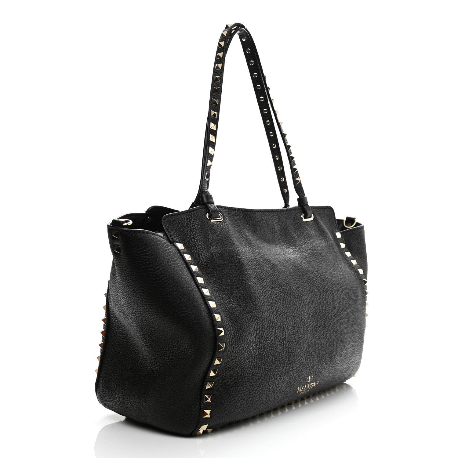 Valentino Garavani Pebbled Calfskin Medium Rockstud Tote Black 3 of 14