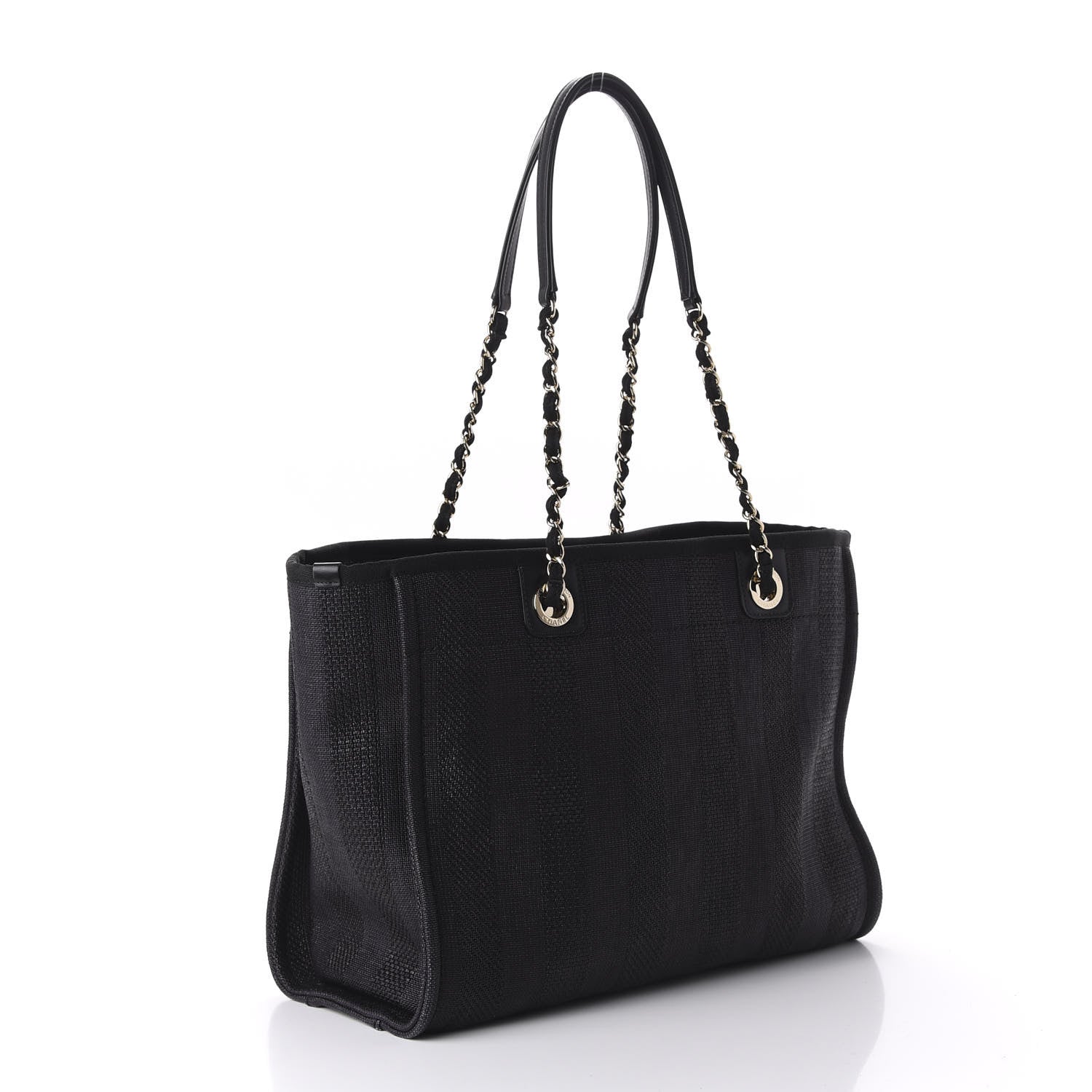 Chanel Mixed Fibers Striped Small Deauville Tote Black 3 of 10