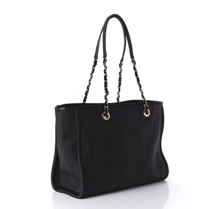 Chanel Mixed Fibers Striped Small Deauville Tote Black 3 of 10