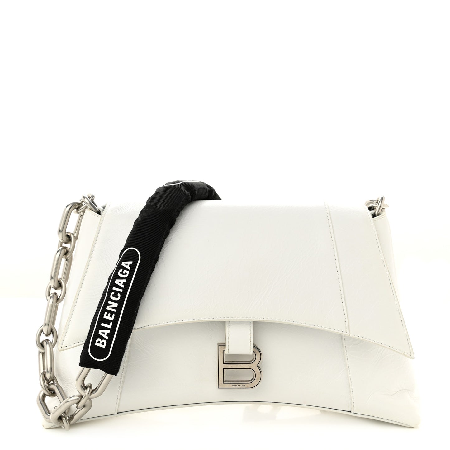 Calfskin S Downtown Chain Shoulder Bag White Black