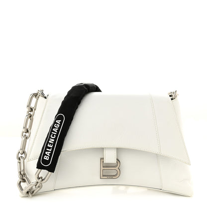 Balenciaga Calfskin S Downtown Chain Shoulder Bag White Black 1 of 10