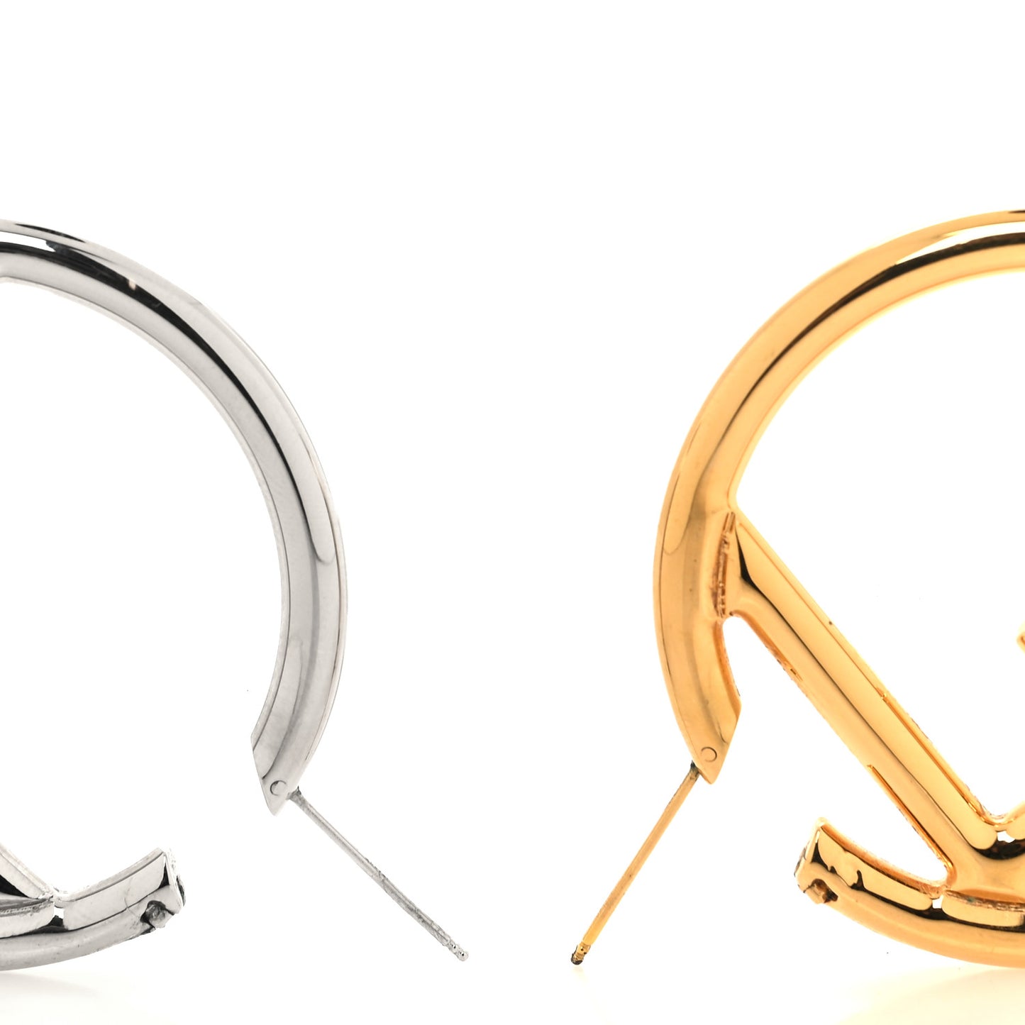 Metal FF Hoop Earrings Gold Silver