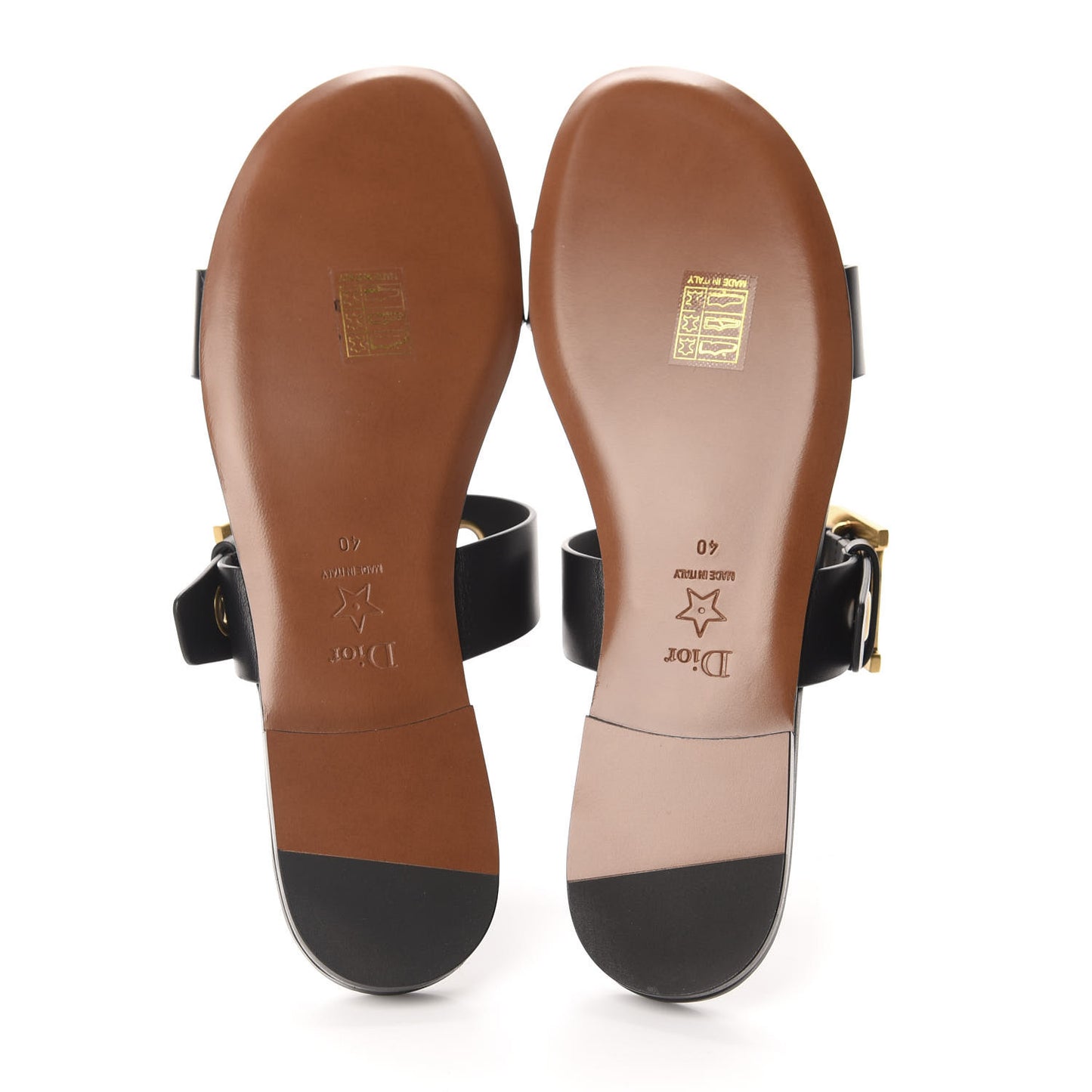 Calfskin D-Dior Slide Flat Sandals 40 Black