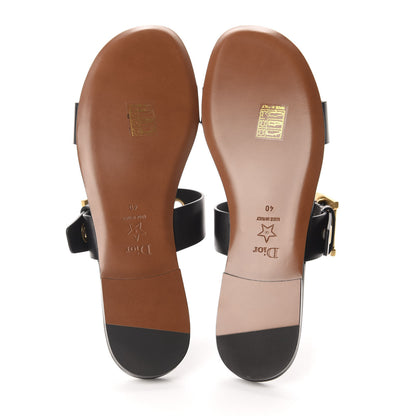 Christian Dior Calfskin D-Dior Slide Flat Sandals 40 Black 6 of 10