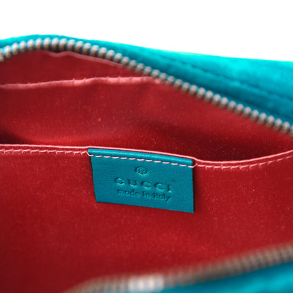 Gucci Velvet Matelasse Small GG Marmont Chain Shoulder Bag Pavone Cyan 8 of 10